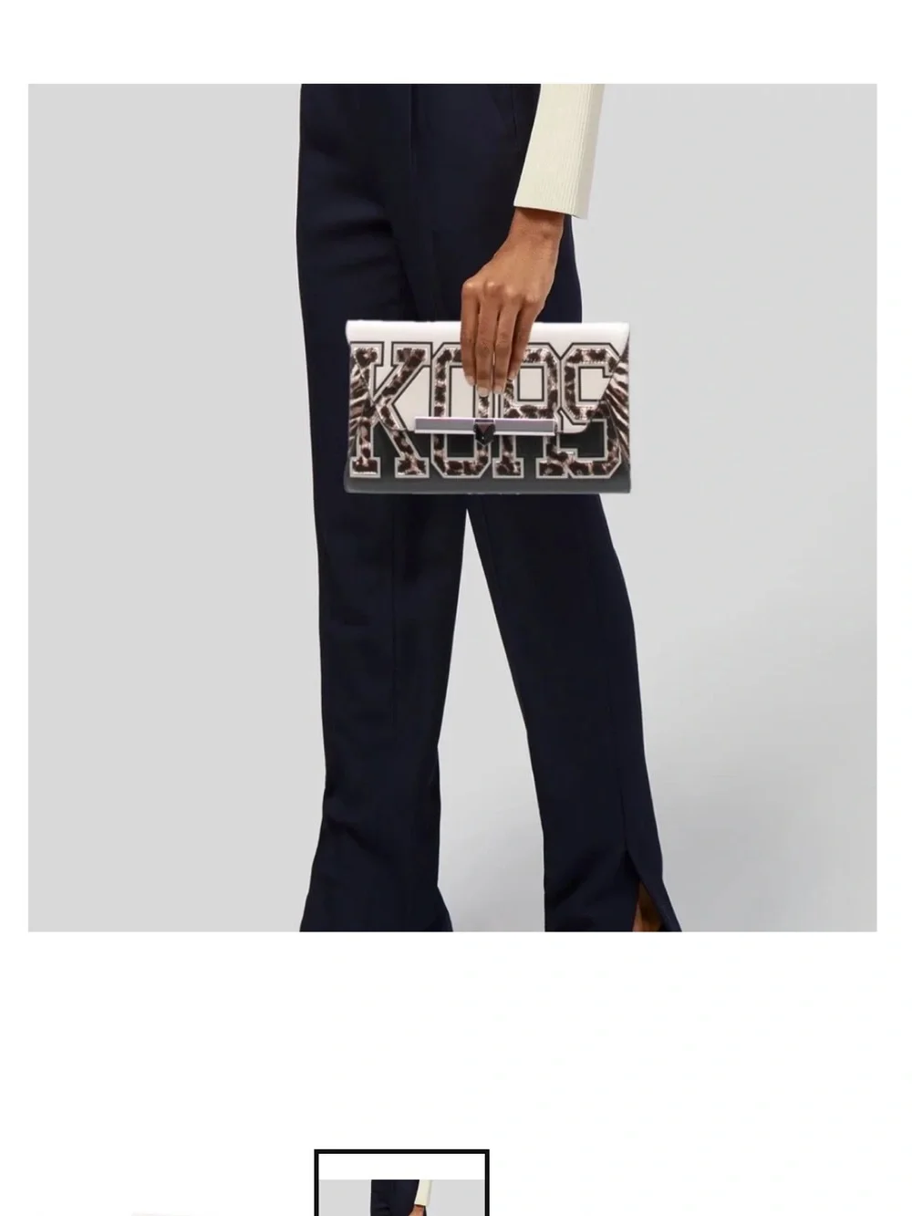 Michael Kors White, Black & Leopard-Print Logo Clutch - Picture 3 of 12